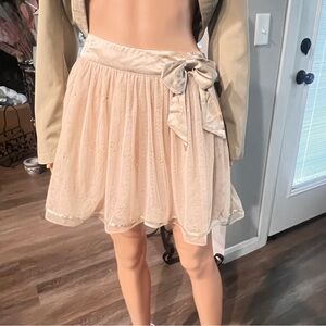 Justice Cream Lace Skater Skirt with Bow